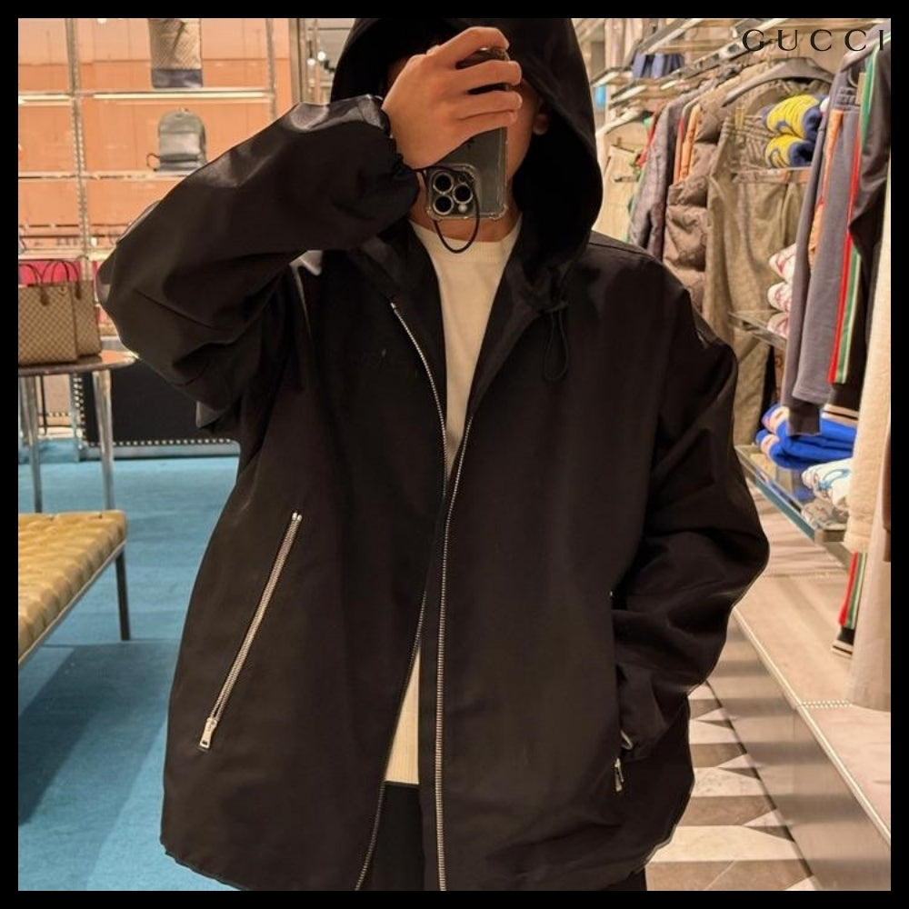 【GUCCI】Logo Compact Nylon Twill Hooded Blouson Jacket