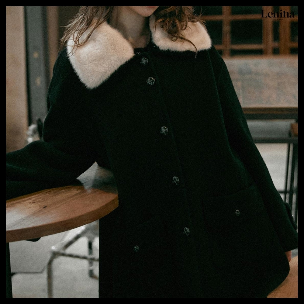 【LENINA】Perris Wool Handmade Half Coat