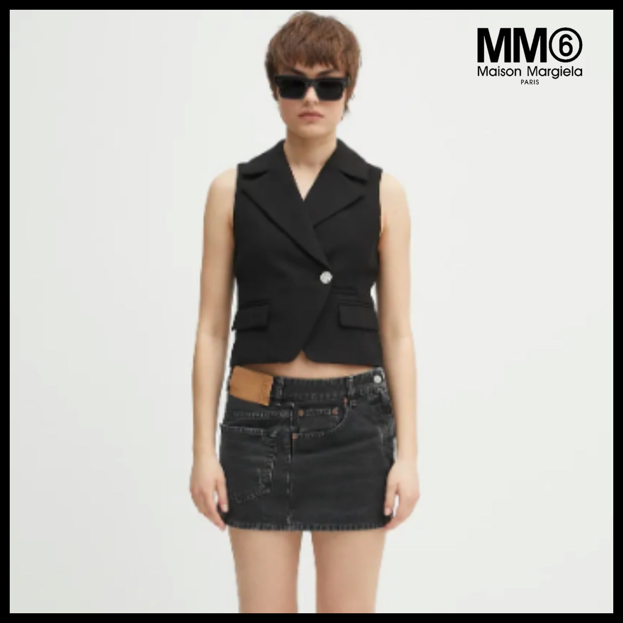 【MM6 Maison Margiela】Asymmetric denim mini skirt