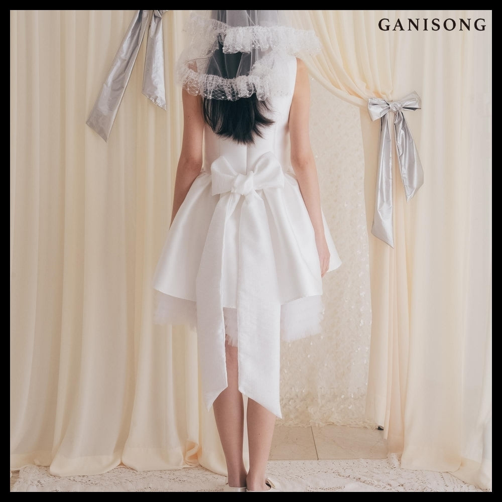 【GANISONG】Bridal Can Can Mini Dress White