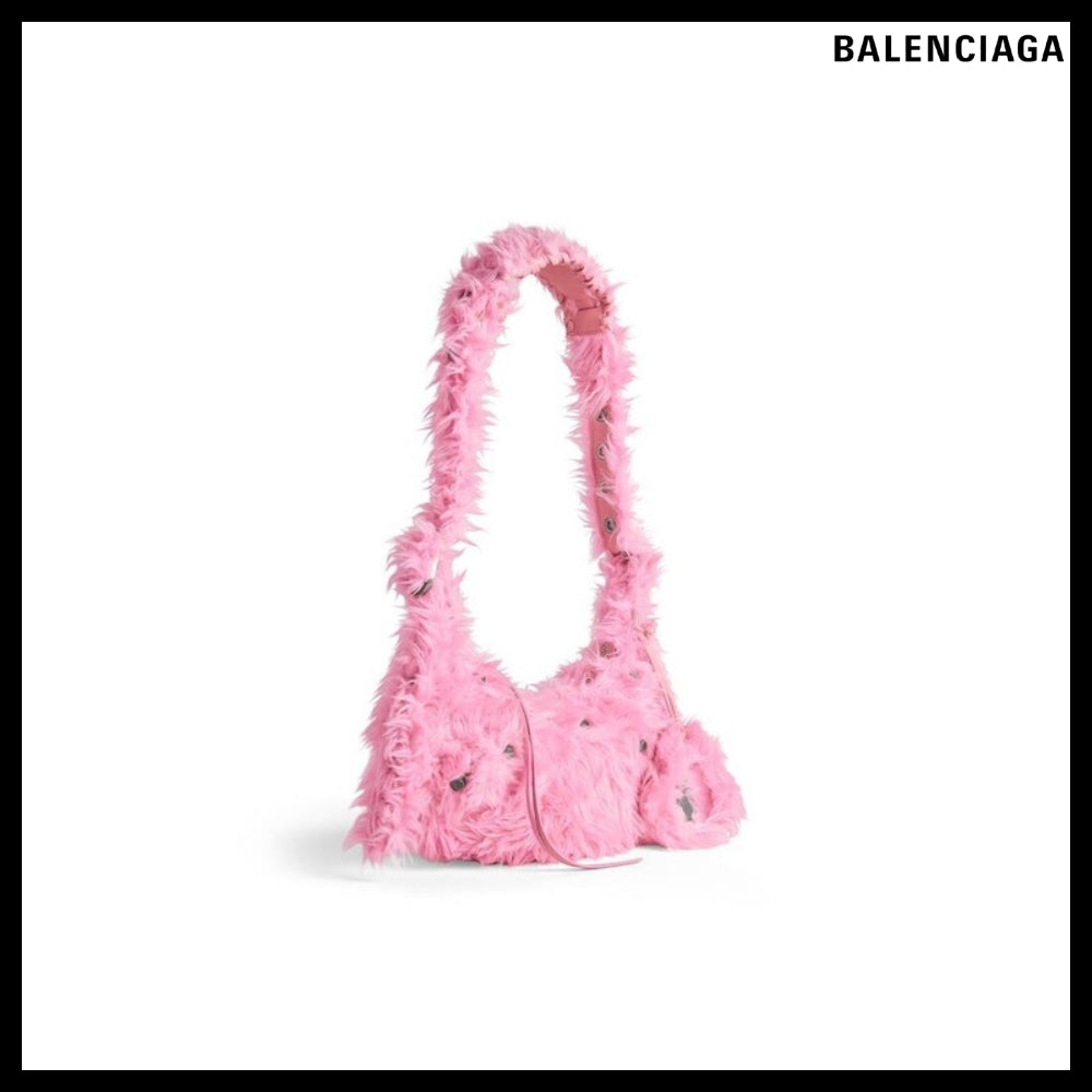 【BALENCIAGA】Le Cagole XS Shoulder Bag Fake Fur Pink