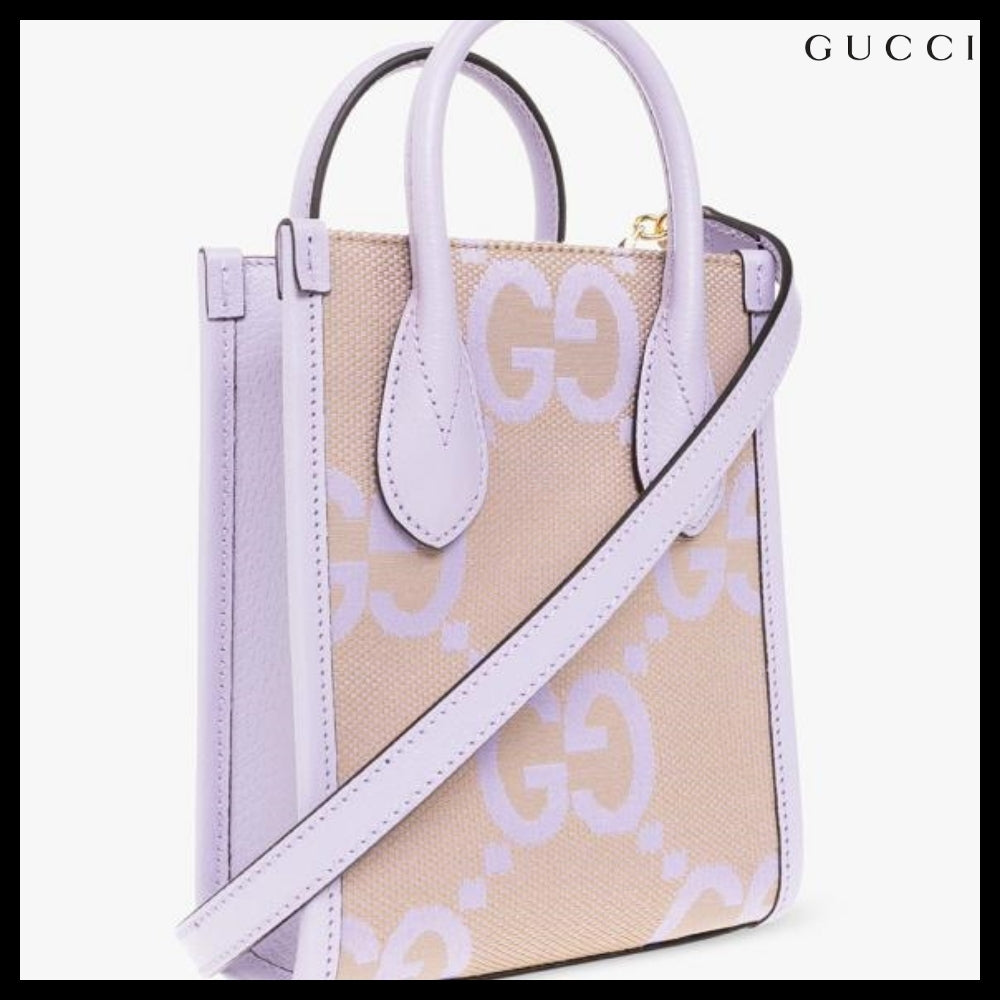 【GUCCI 】Jumbo GG Logo Mini Tote Bag BEIGE LAPIS