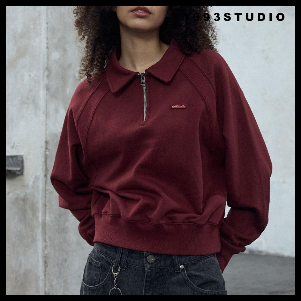 [1993STUDIO] SMALL LOGO HALF ZIP COLLAR SWEATSHIRT 3COLORS