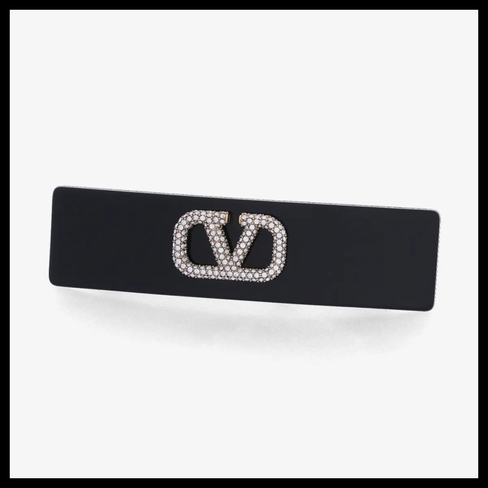 【VALENTINO】Swarovski Crystal Hair Pin Black Gold