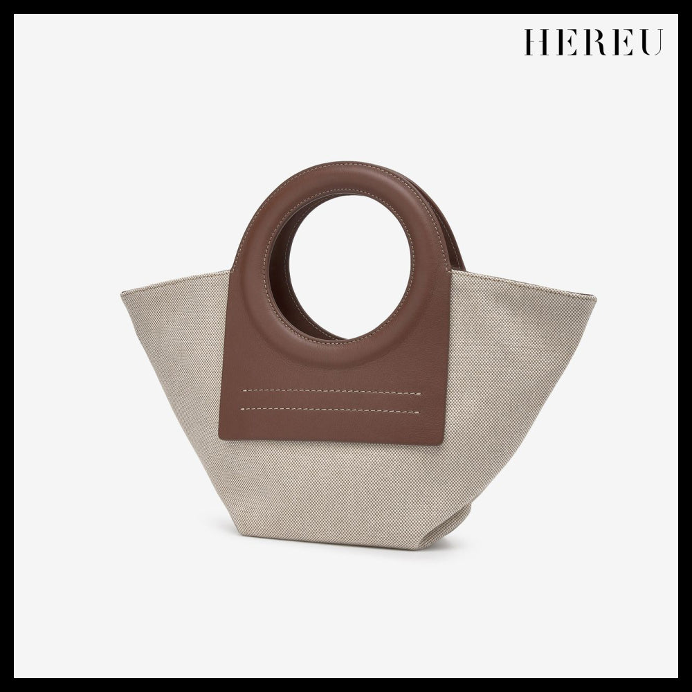【HEREU】ミニ カラ トートバッグ ベージュ チェスナット