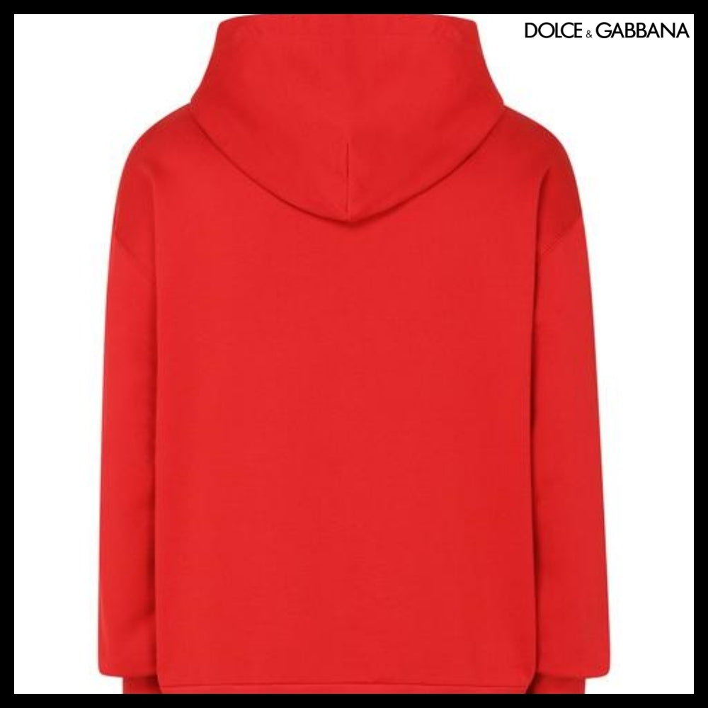 【Dolce & Gabbana】Jersey Sweatshirt with DG Patch Red