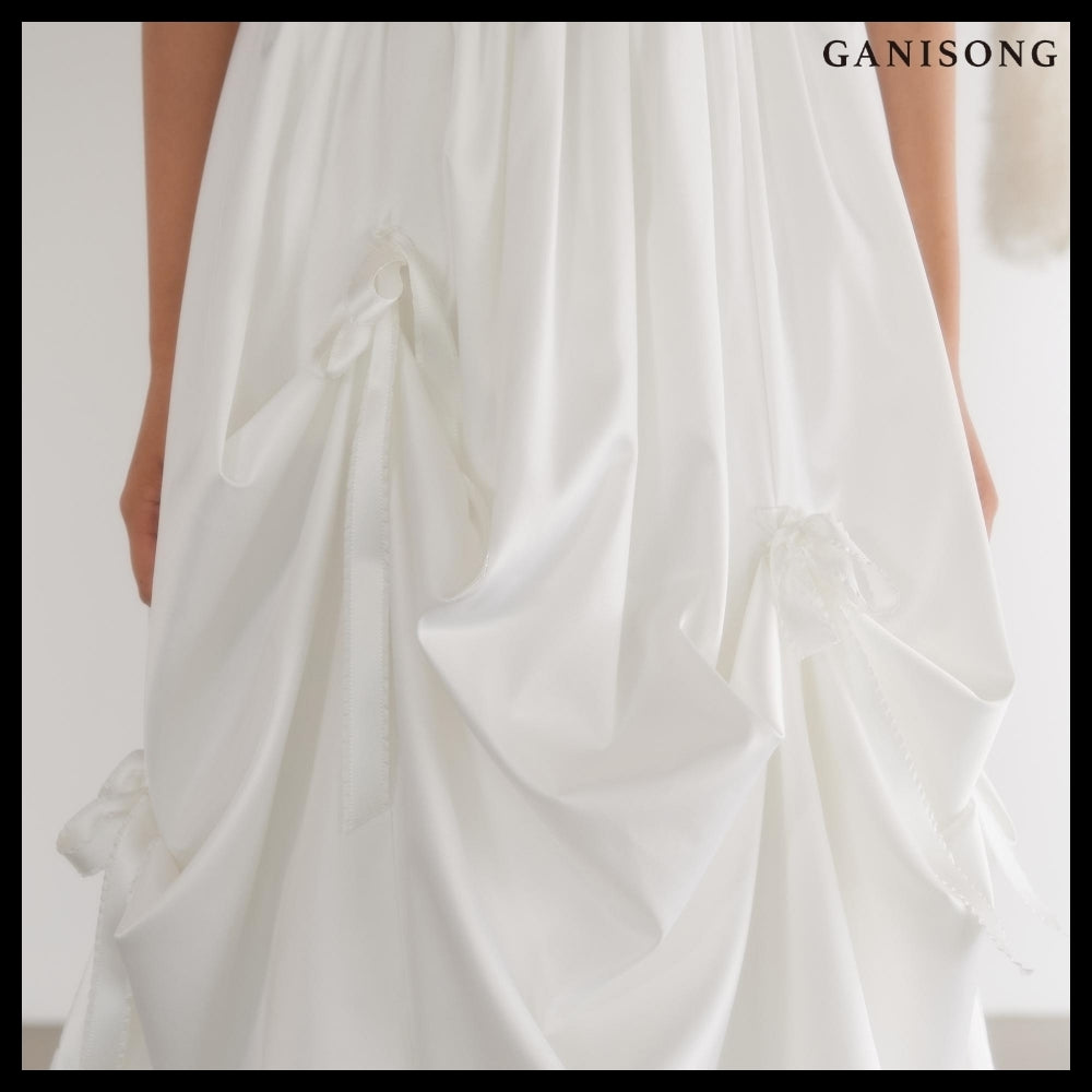 【GANISONG】Bridal Bow Bow Dress White