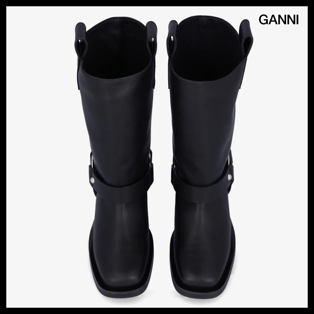【Ganni】Biker Boots Black