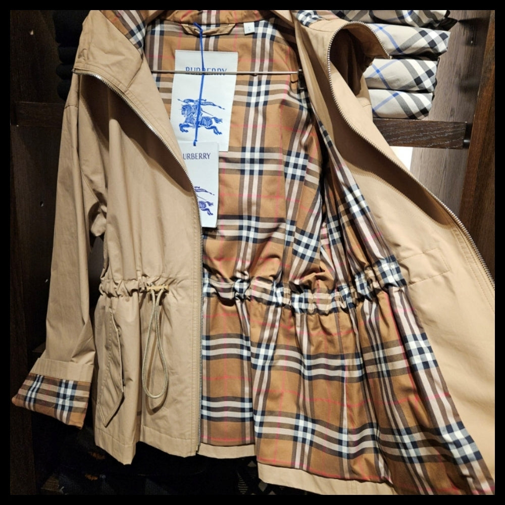 【BURBERRY】MEDLEY Drawstring Cotton Hooded Jacket Beige