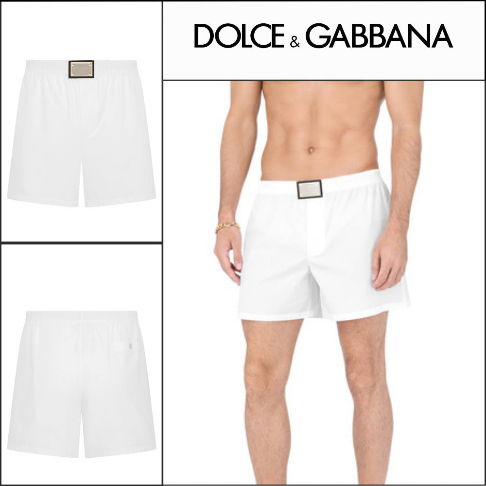 【Dolce & Gabbana】LONG COTTON BOXERS WITH SIGNATURE PLATE