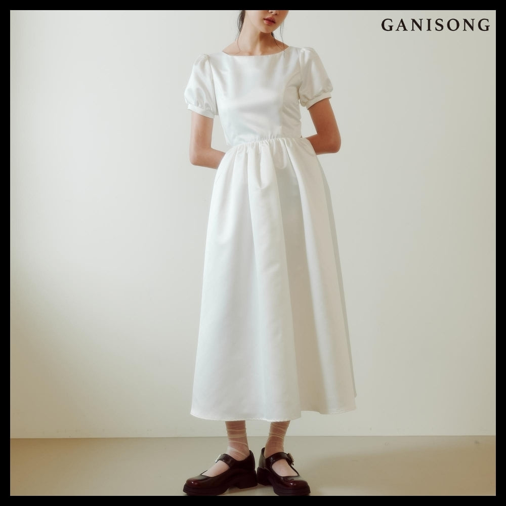 【GANISONG】Bridal Back Open Dress White