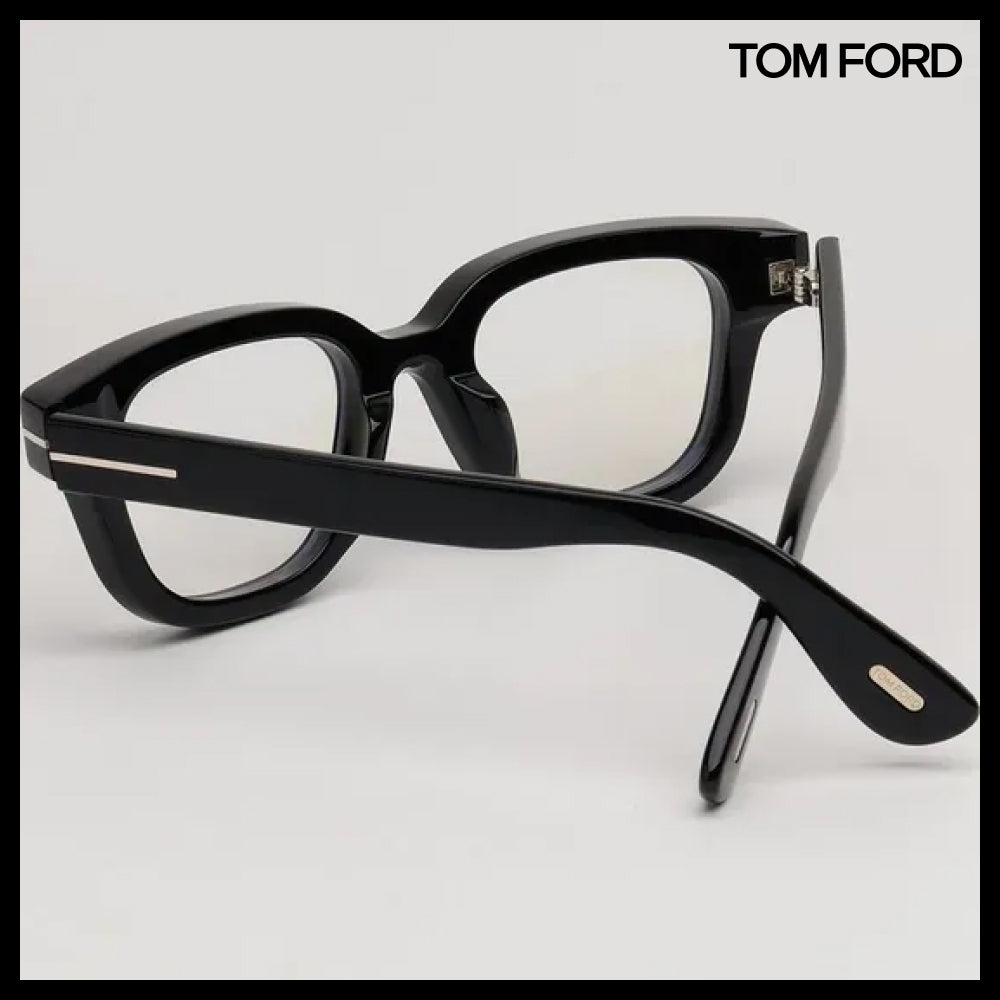 【TOM FORD】Bold Square Black Horn-Rimmed Eyeglasses