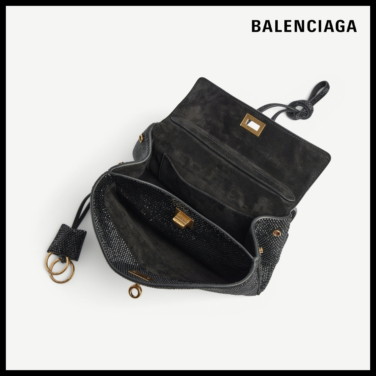 【BALENCIAGA】Rodeo Rhinestone Handbag Mini Black