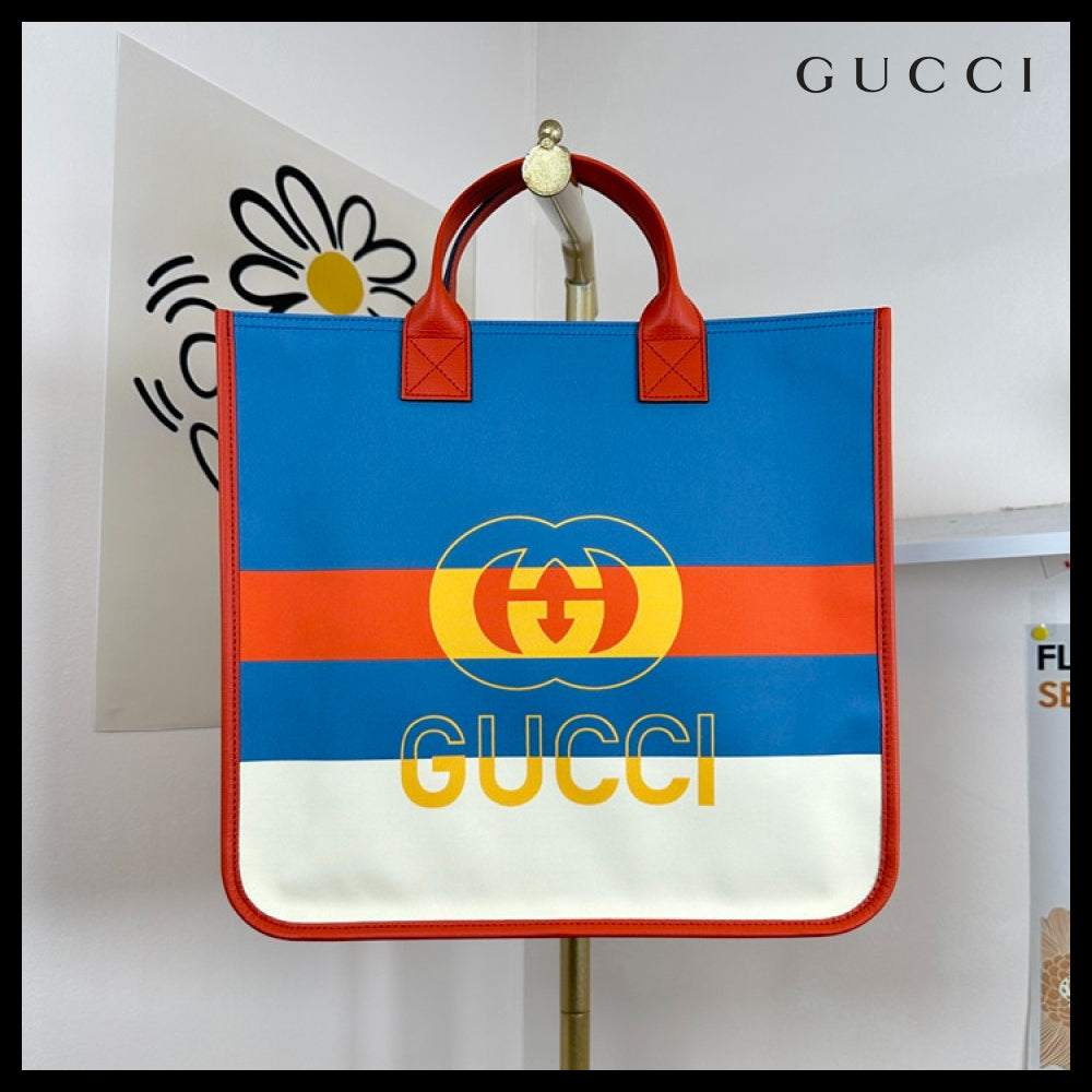 【GUCCI】 ウェブ インターロッキング ロゴ スクエア トート