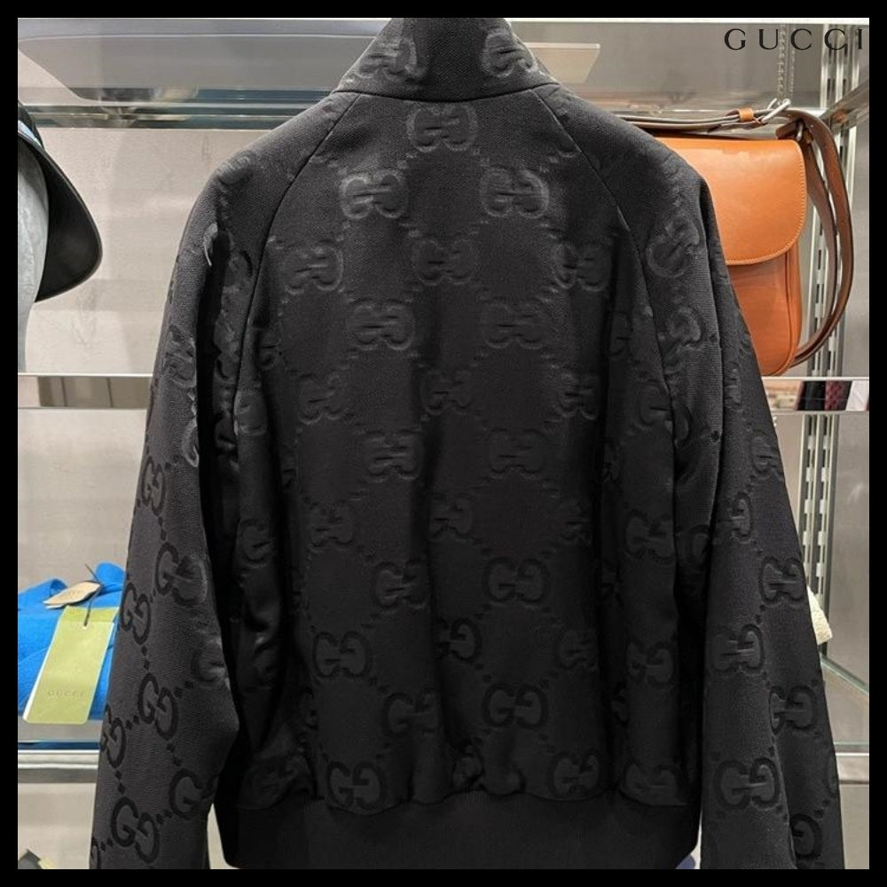 【GUCCI】Jumbo GG Canvas High-Neck Jacket Black