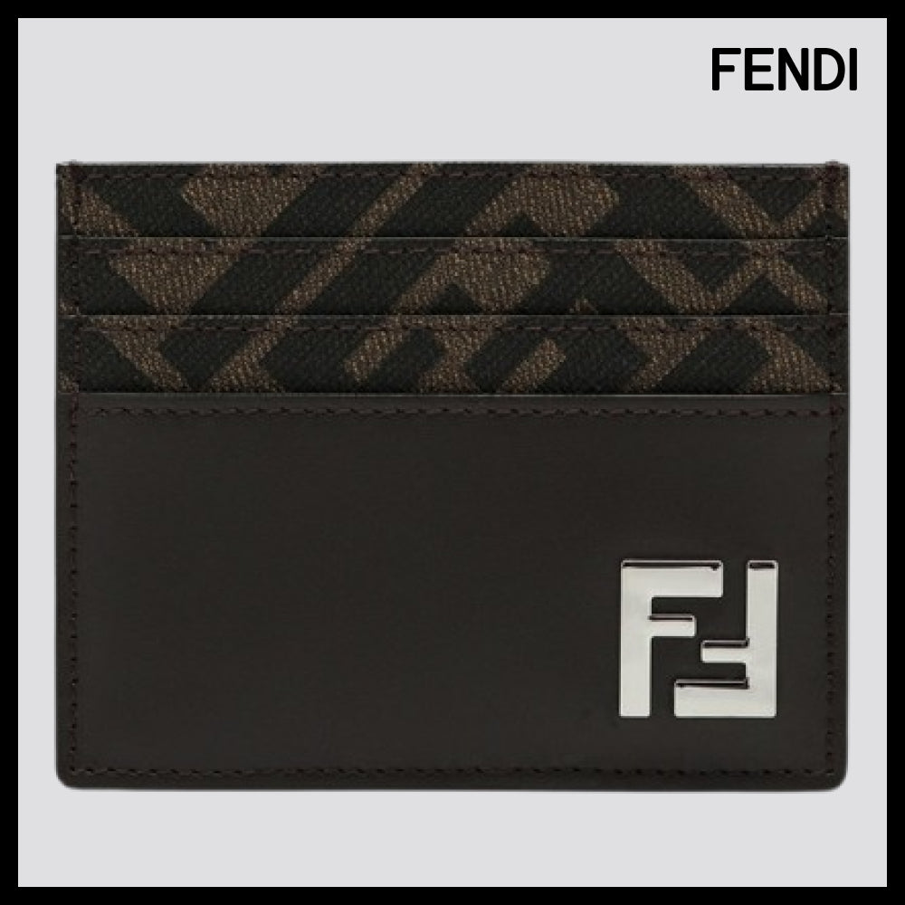 【FENDI】FF Pattern Leather Card Holder
