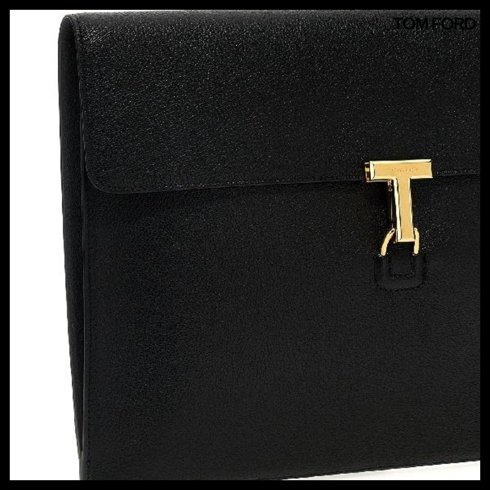 【TOM FORD】GRAIN LEATHER T PIN PORTFOLIO BLACK