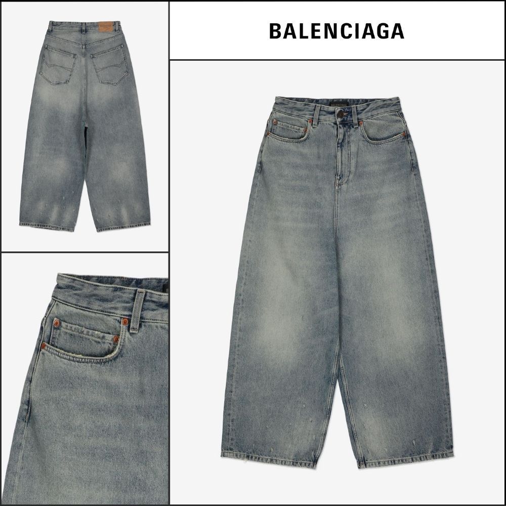 【BALENCIAGA】Low Crotch Denim Pants Blue Rust