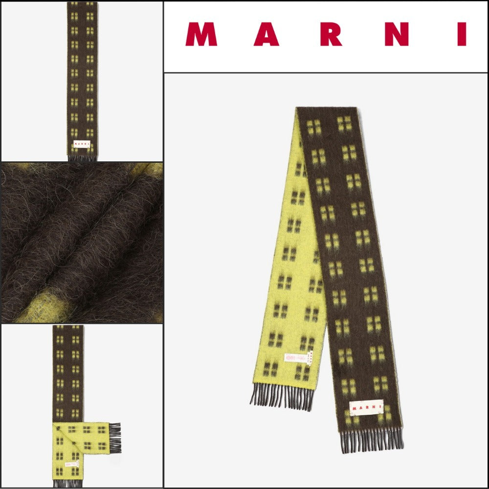 【MARNI】Square Wool Mohair Muffler Coffee