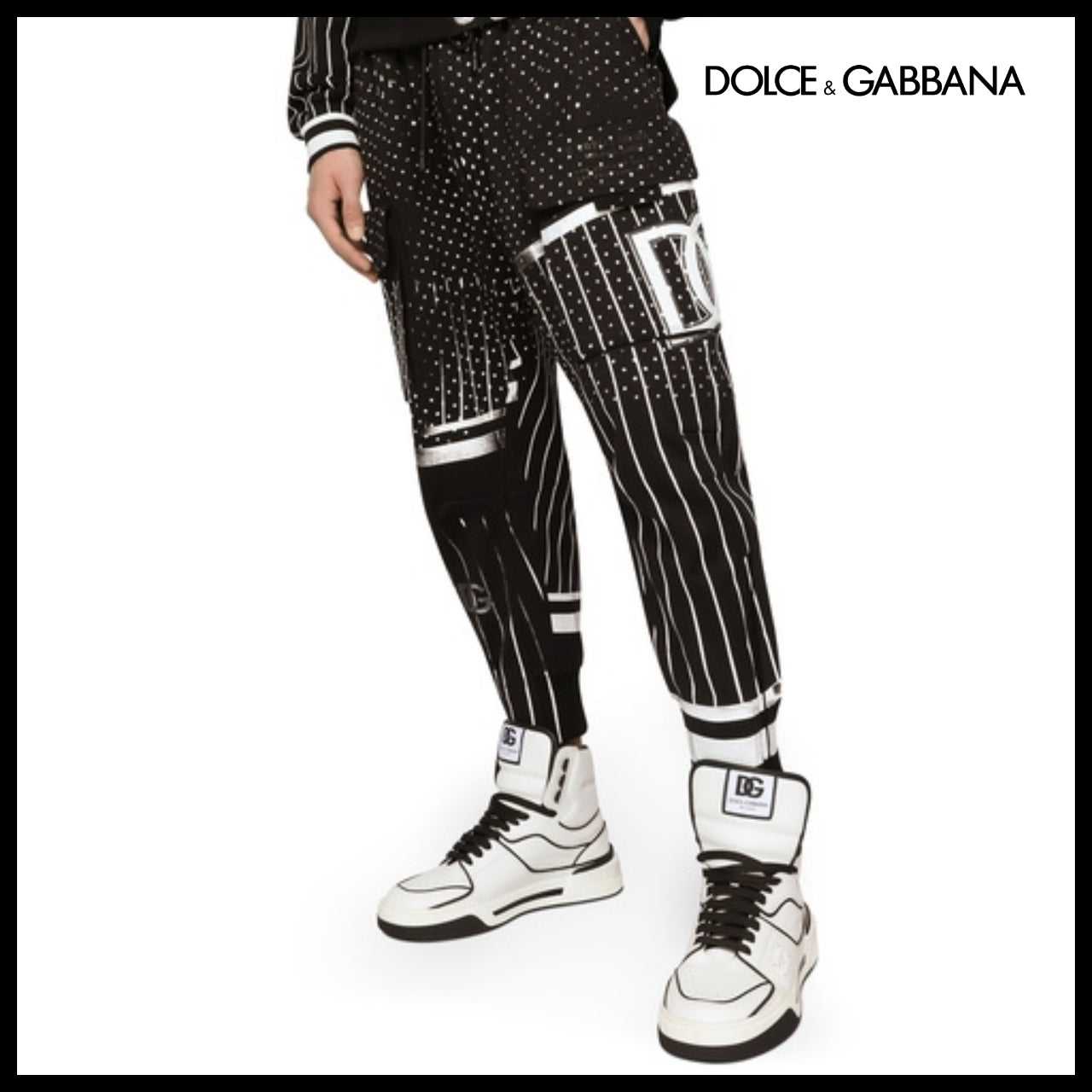 【Dolce & Gabbana】PRINTED TECHNICAL JERSEY CARGO PANTS