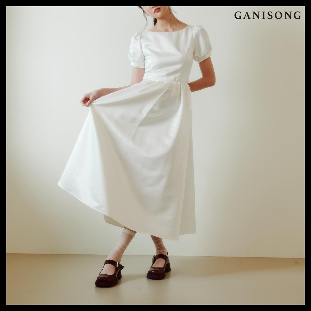 【GANISONG】Bridal Back Open Dress White