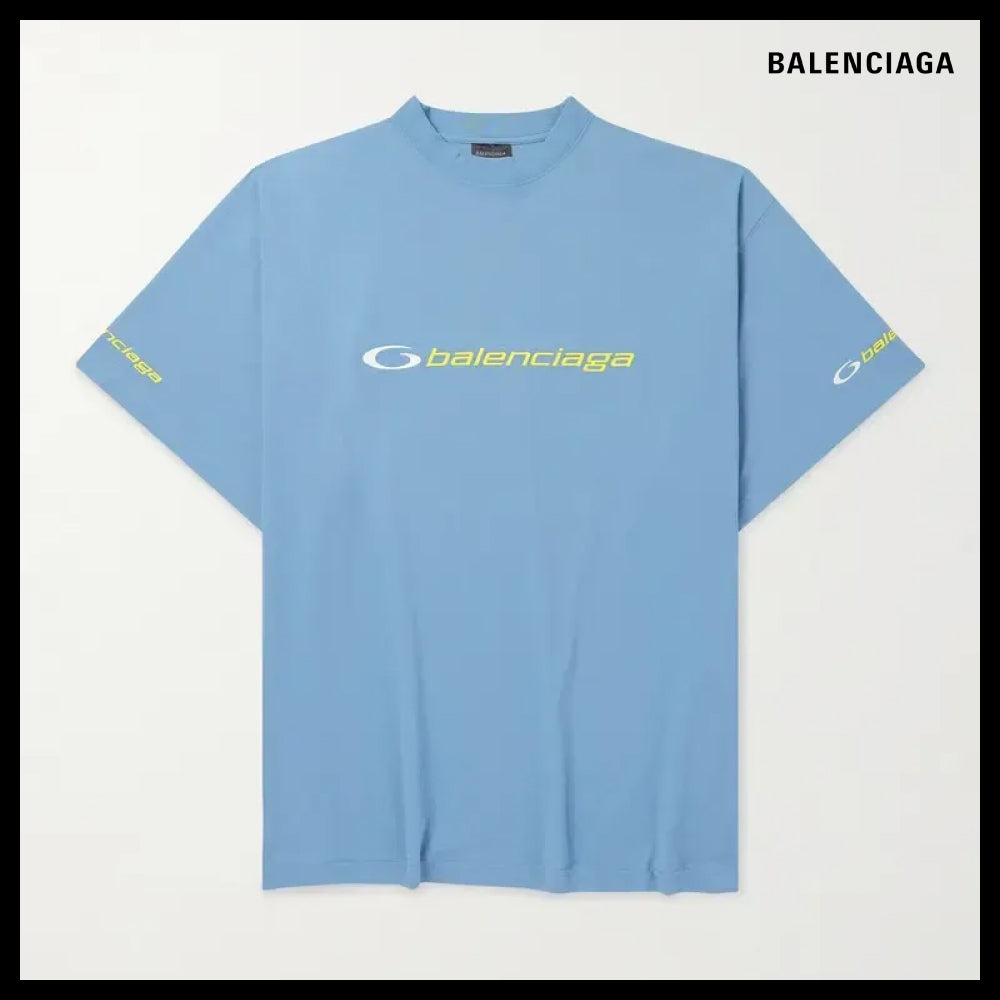 【BALENCIAGA】Oversized Logo-Embroidered Cotton-Jersey