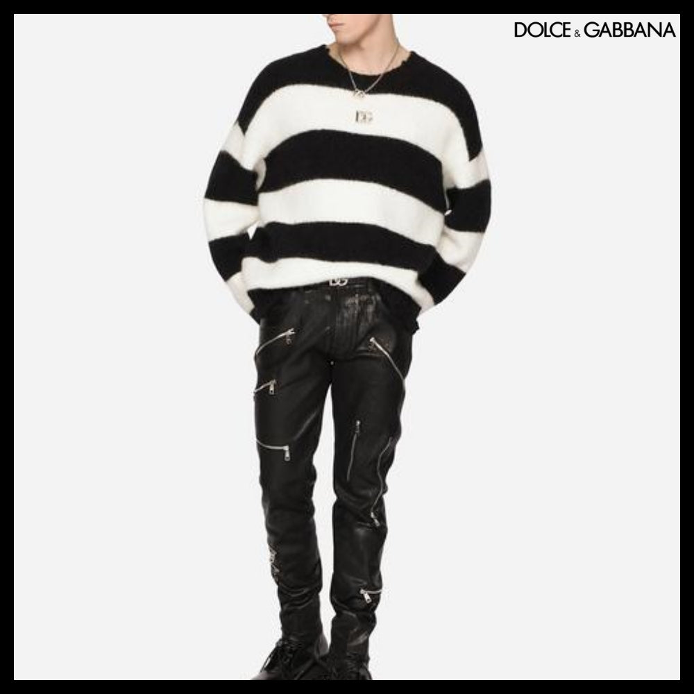 【Dolce & Gabbana】Round-Neck Alpaca Wool Sweater with DG