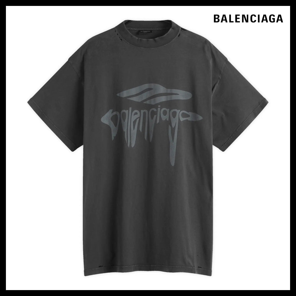 【BALENCIAGA】Wavy Logo Oversized T Shirt Crewneck