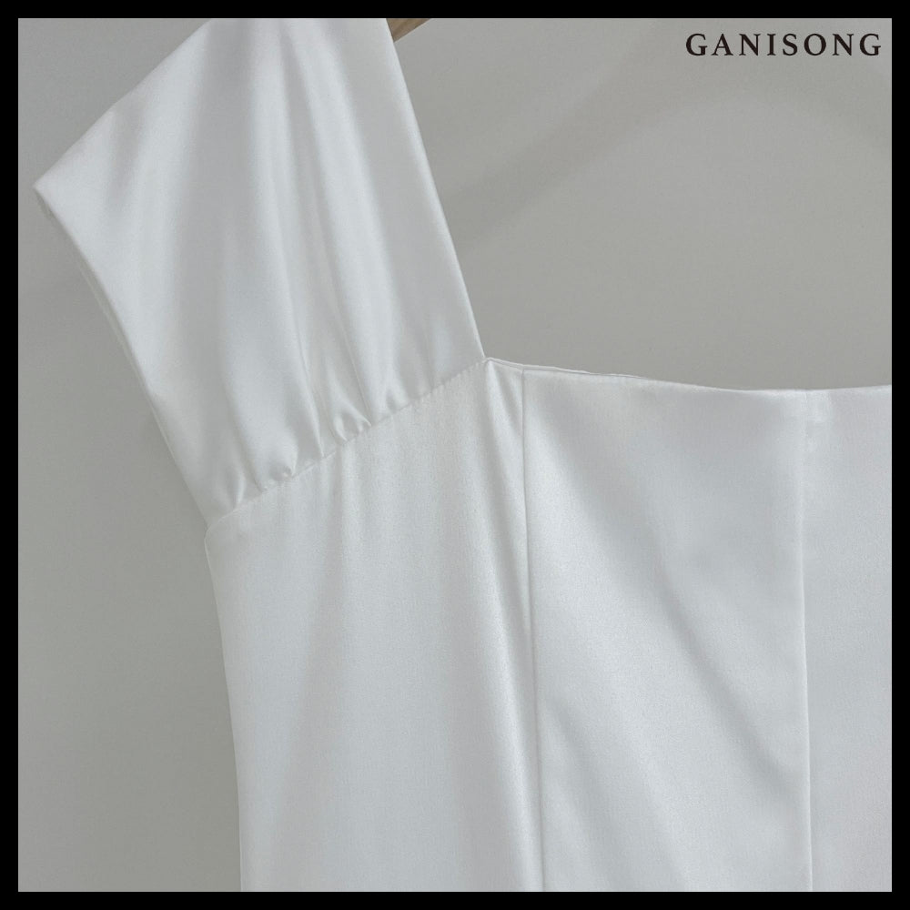 【GANISONG】Bridal Bow Bow Dress White