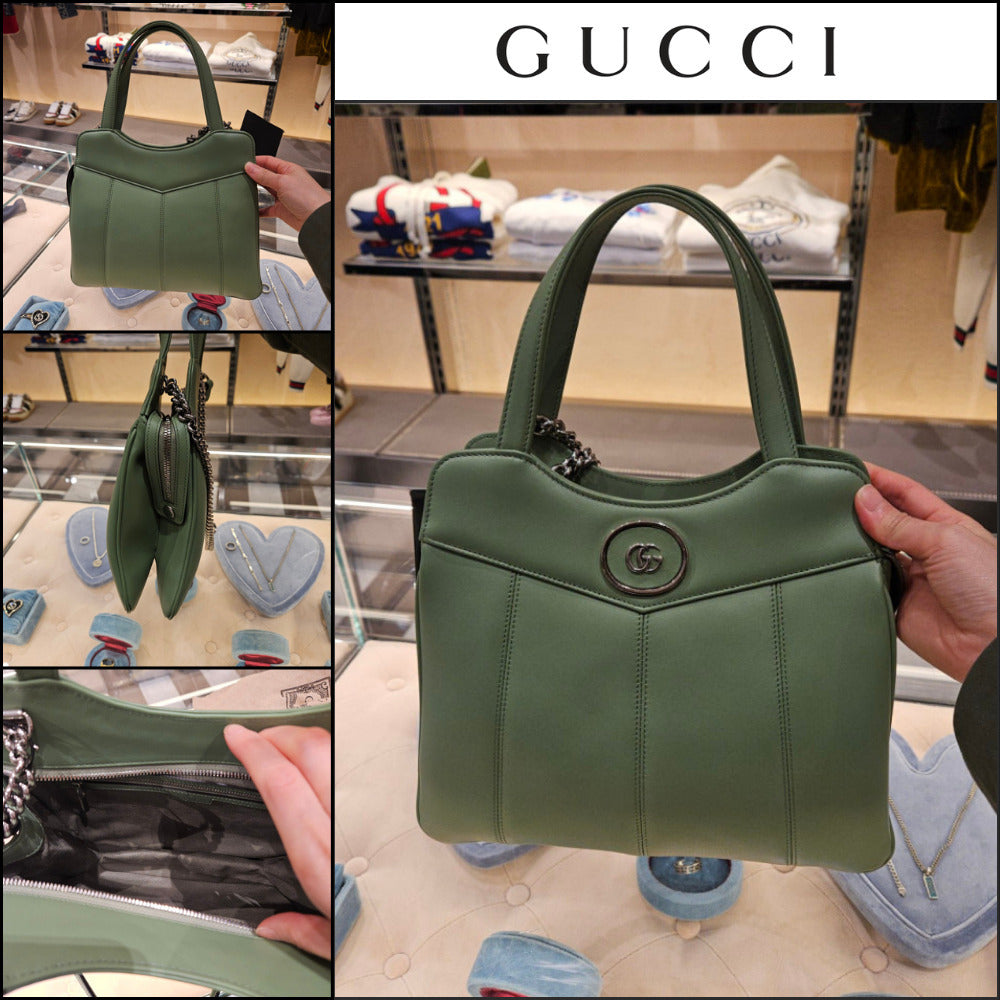 【GUCCI】PETITE GG Sena calf chatote bag green soil grass