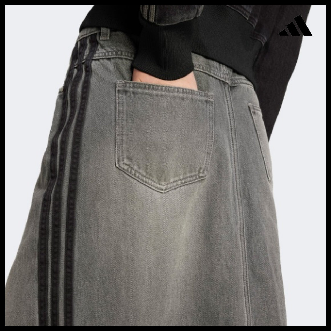 【ADIDAS】Adicolor 3-Stripes Denim Pencil Skirt JW2659