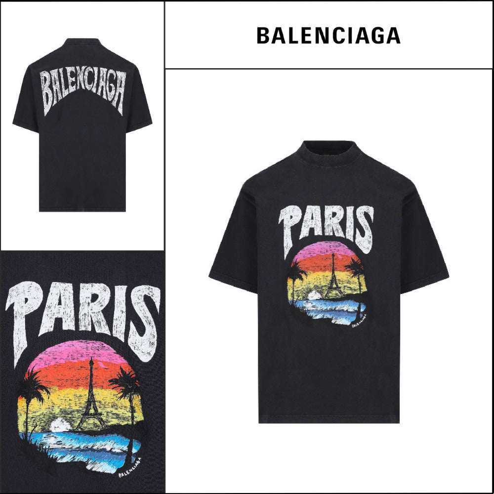 【BALENCIAGA】Paris Tropical Medium Fit T-Shirt Black