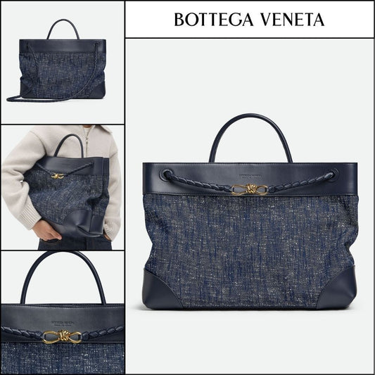 ◆BOTTEGA VENETA◆LARGE ANDIAMO TOTE BAG NAVY WHITE SPACE