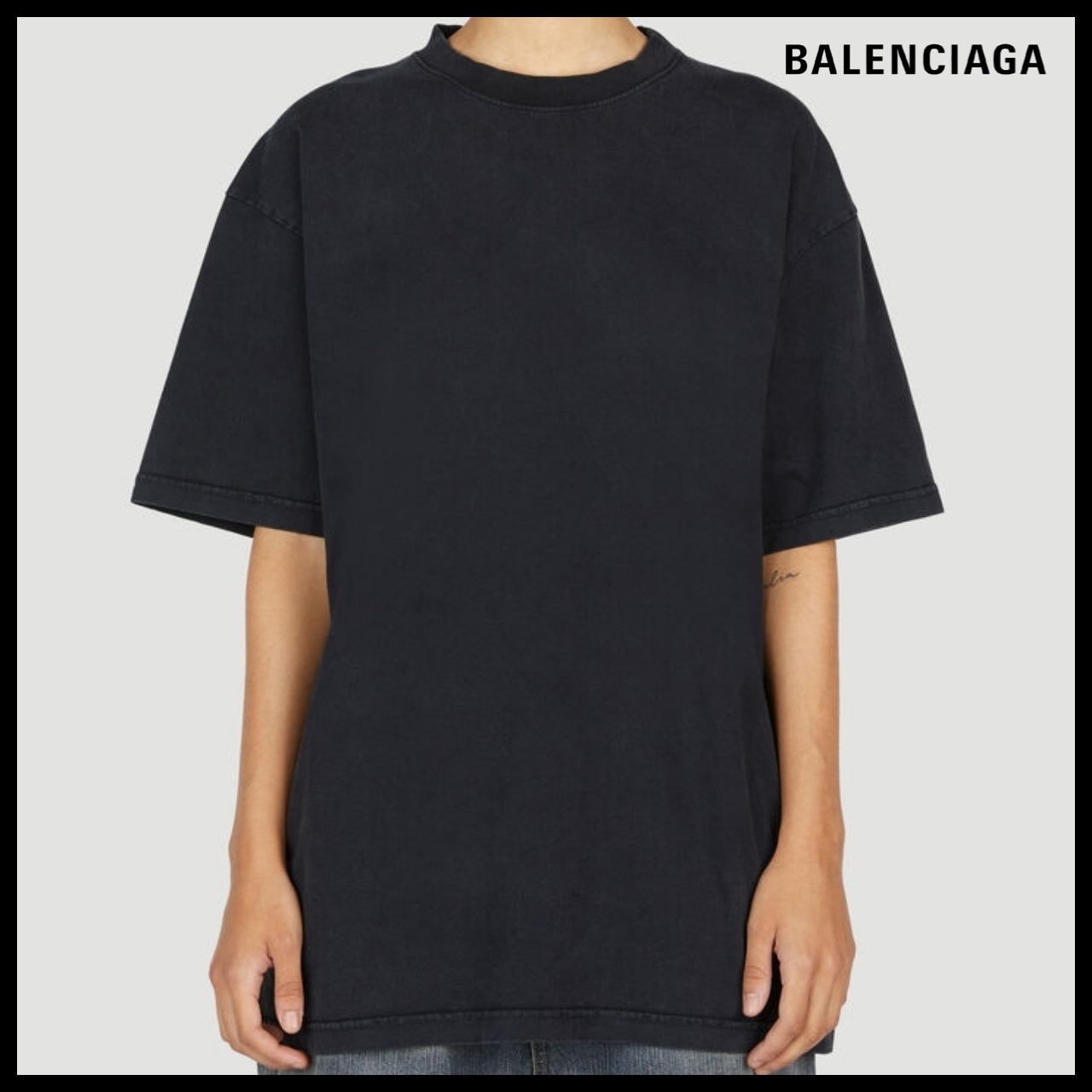 【BALENCIAGA】Crystal Embellished Logo Large Fit T-Shirt
