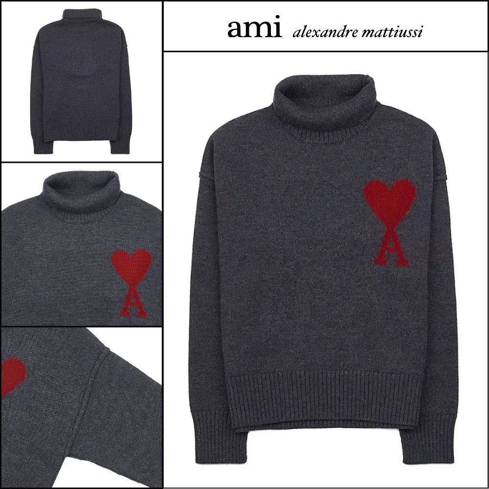 【AMI Paris】Big Heart Logo Turtleneck Knit