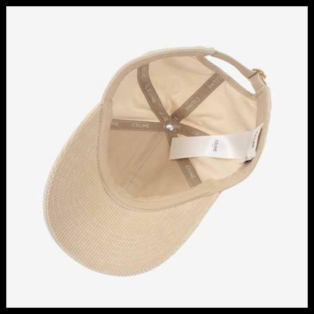 【CELINE】Triomphe Corduroy Ball Cap Beige Cream Women