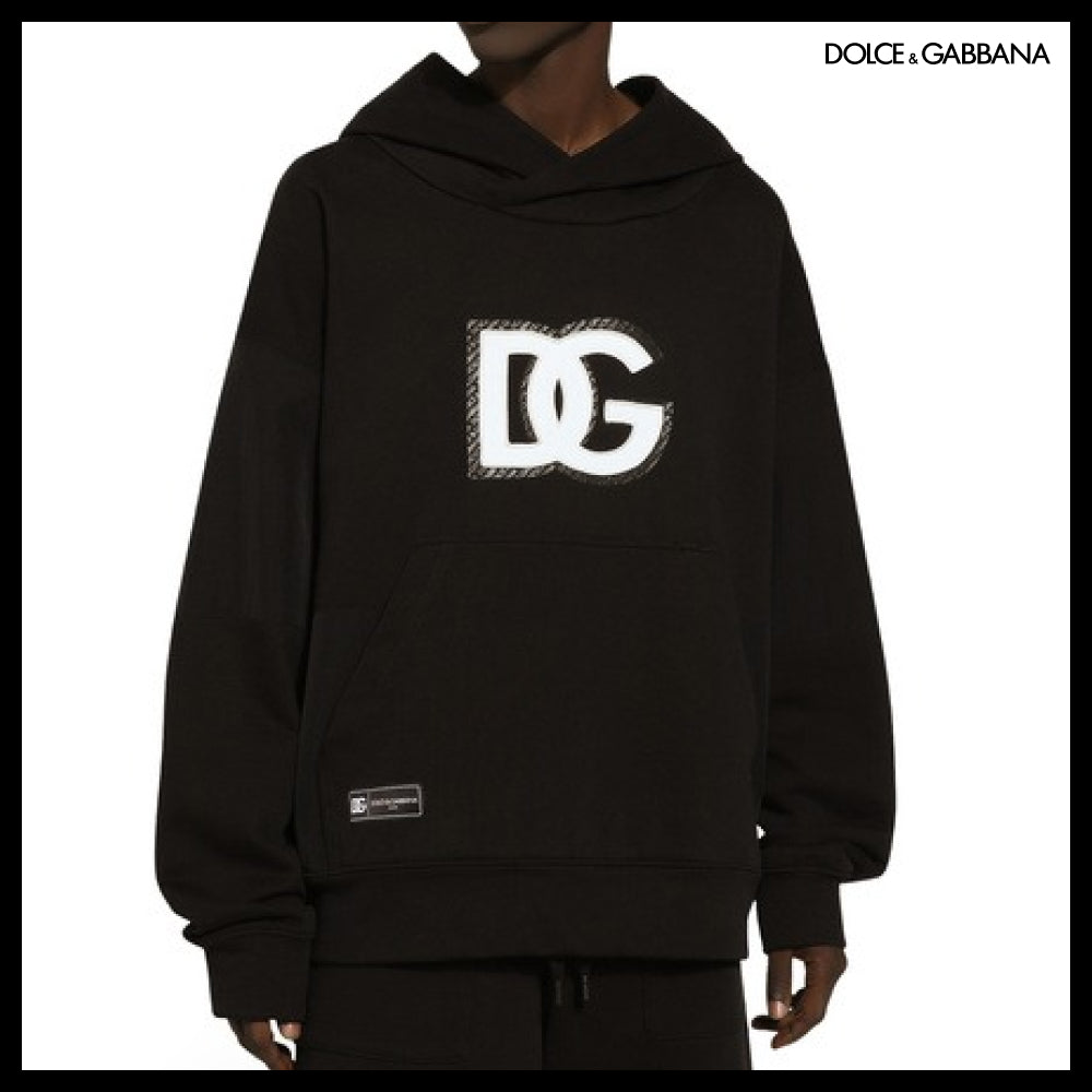 【Dolce & Gabbana】HOODIE WITH DG LOGO PATCH