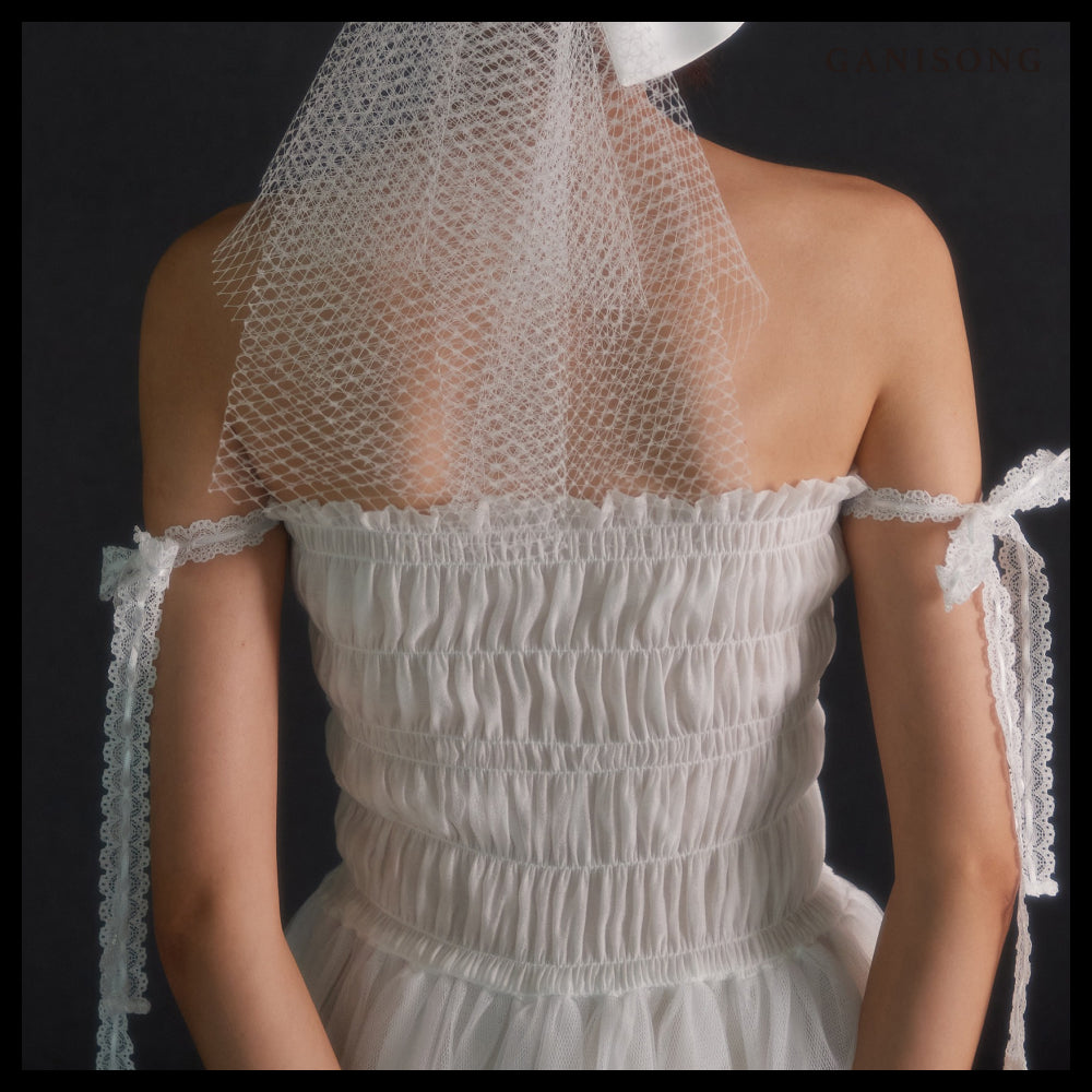 【GANISONG】Bridal Rose Peony Dress White