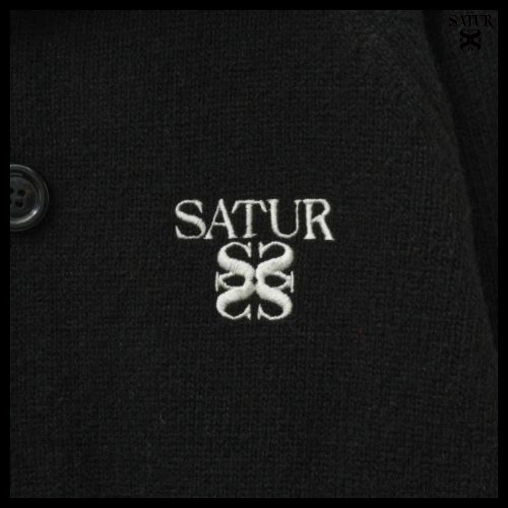 【SATUR】Women's Signature Logo Cashmere Blend Knit Zip-Up