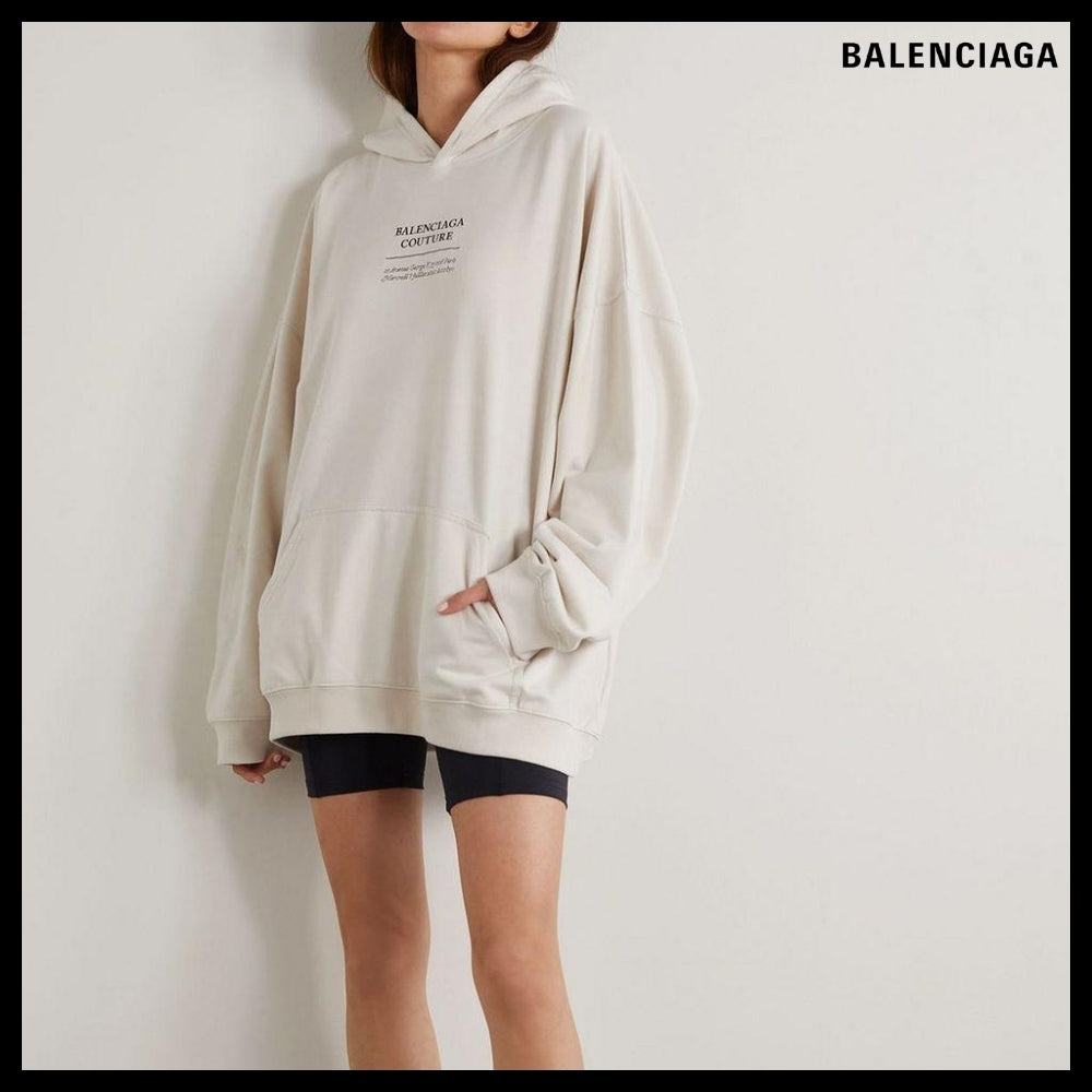 【BALENCIAGA】オーバーサイズ 刺繍入り ジャージーフーディ