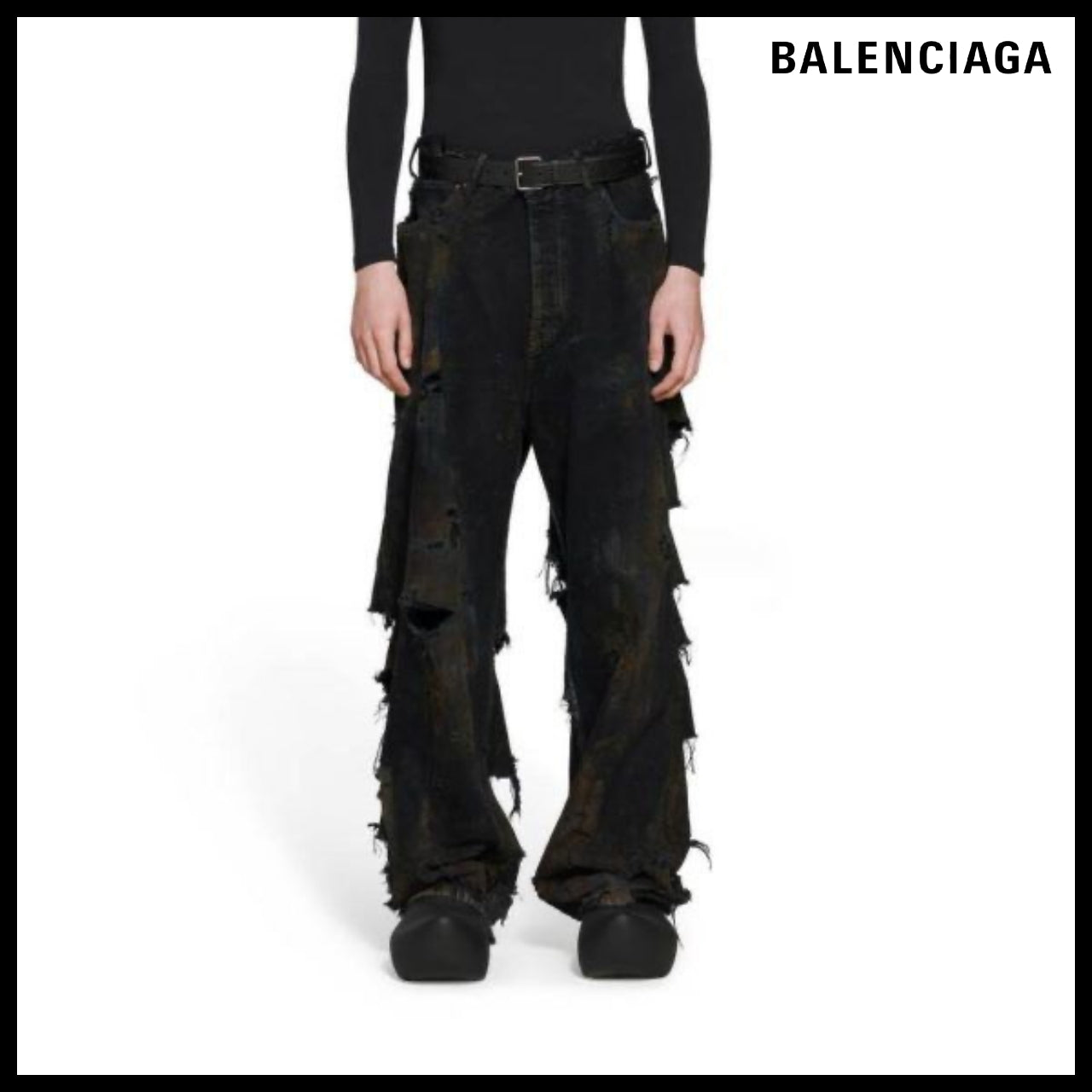 【BALENCIAGA】Super Destroyed Baggy Pants Black
