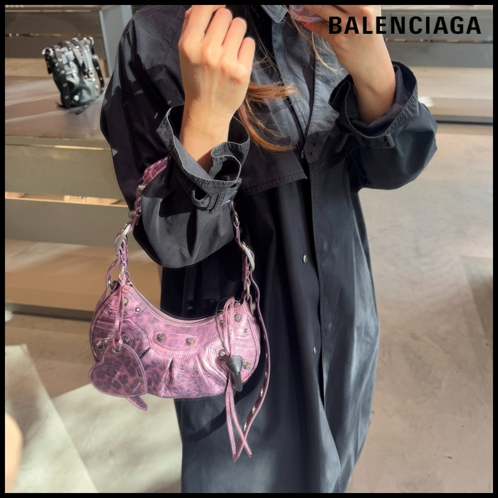 【BALENCIAGA】Le Cagole XS Shoulder Bag Pink Leopard