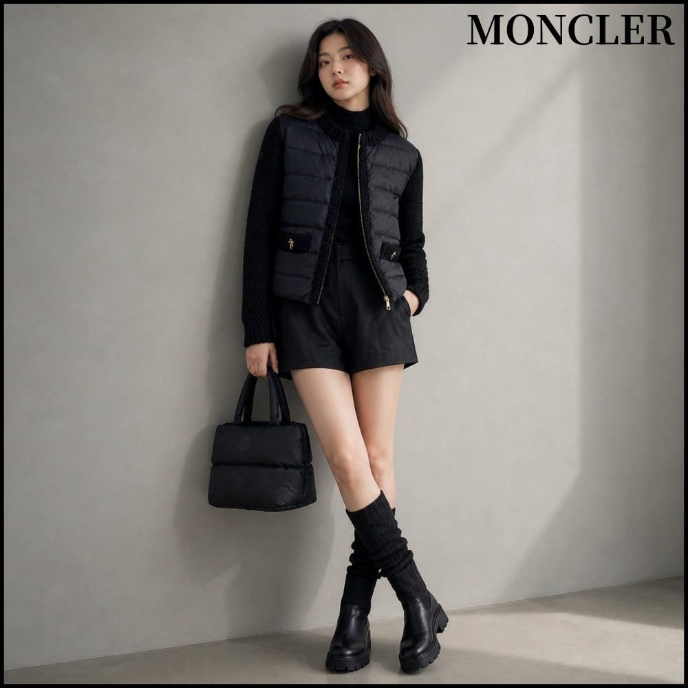 【MONCLER】Padded Zip-up Cardigan Black