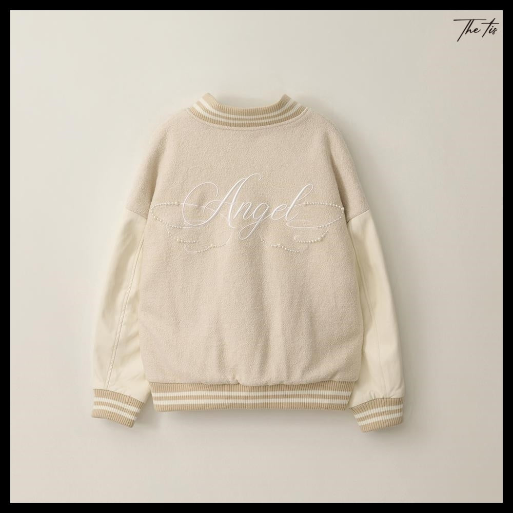 【The tis】Angel Pearl Varsity Jacket 2Colors