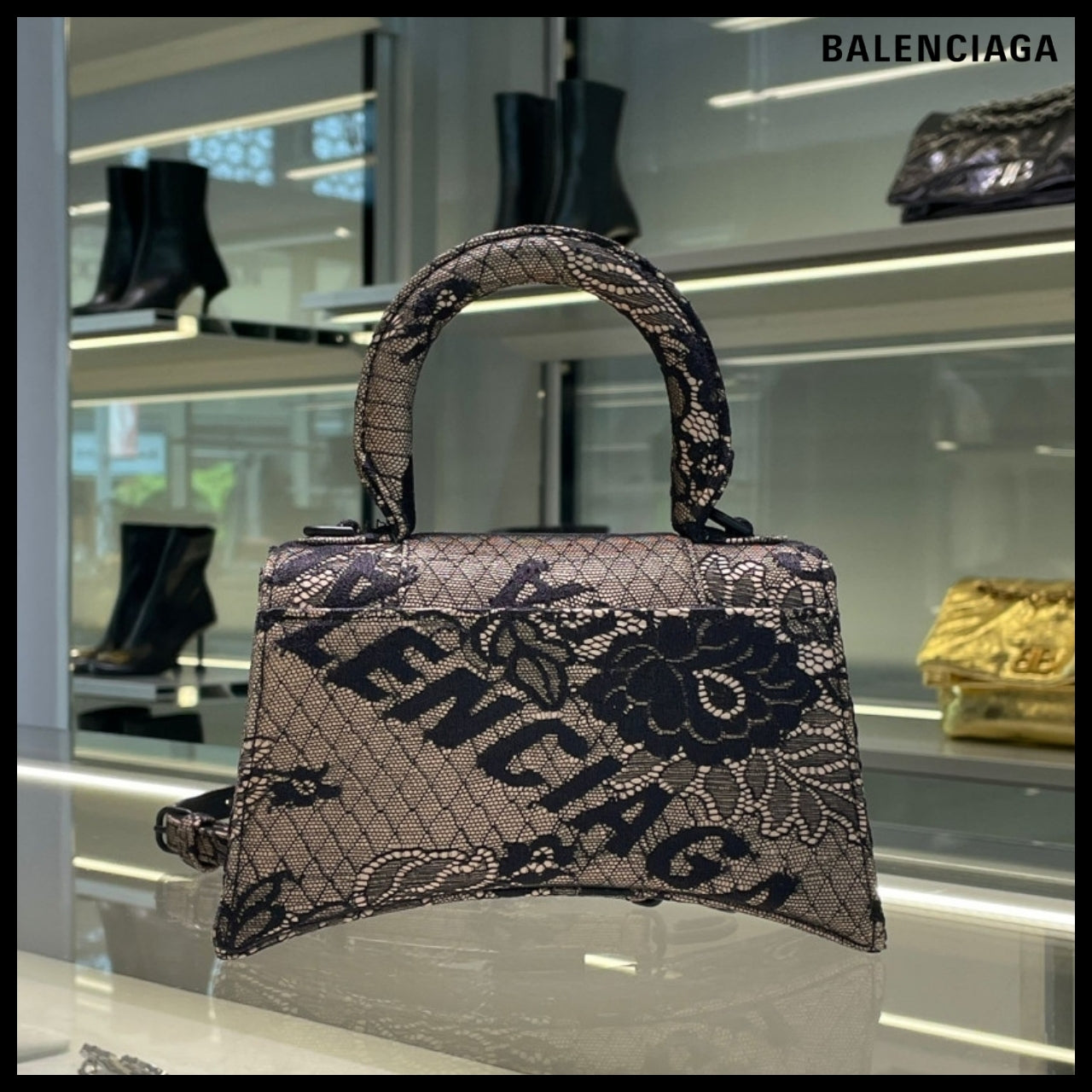 【BALENCIAGA】Hourglass XS Handbag “Dentelle” Edition