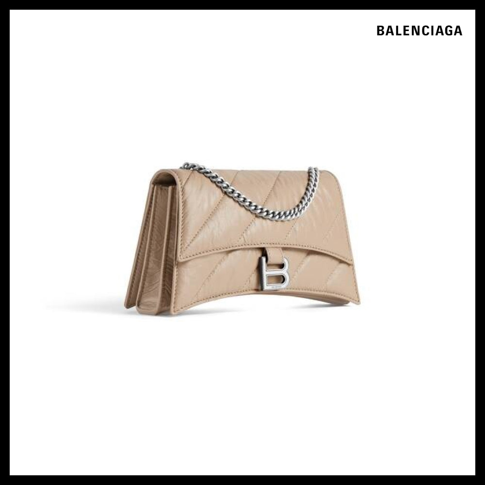 【BALENCIAGA】Crush XS Chain Bag Quilted Brown
