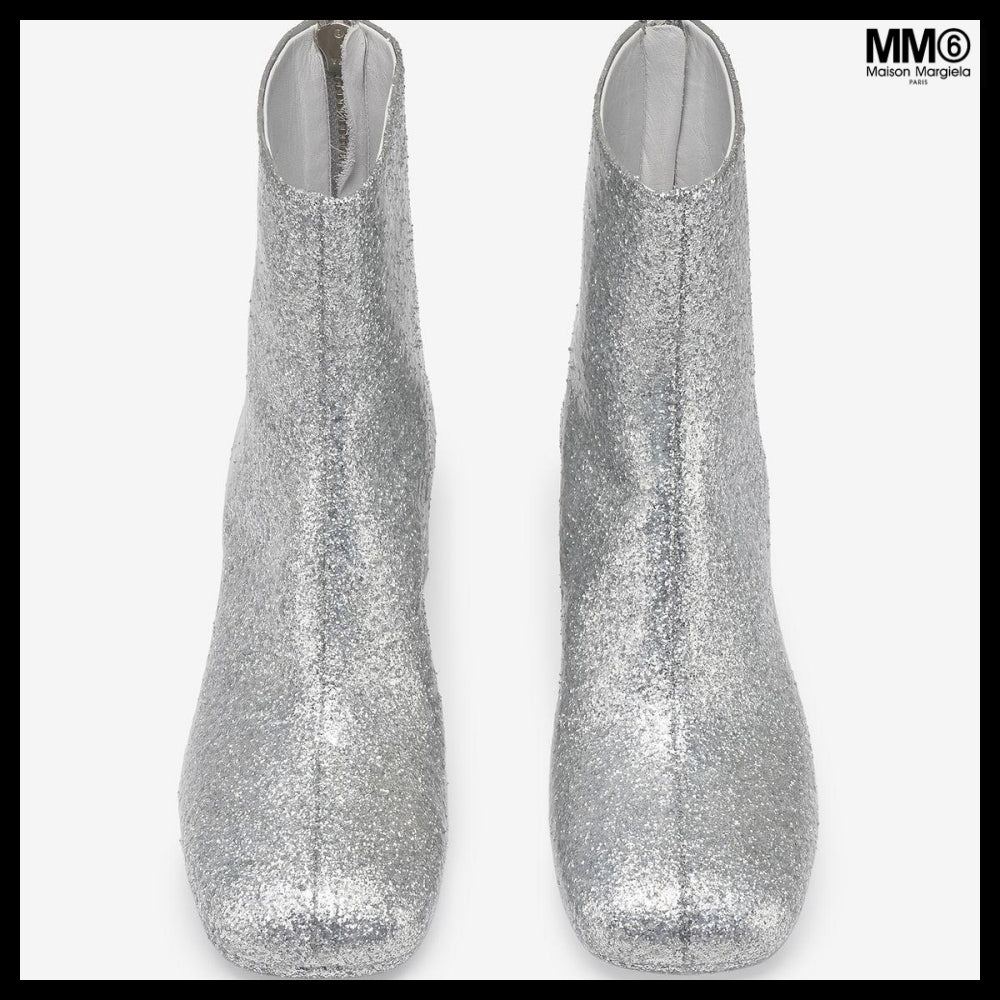 【MM6 Maison Margiela】Glitter Ankle Boots Silver