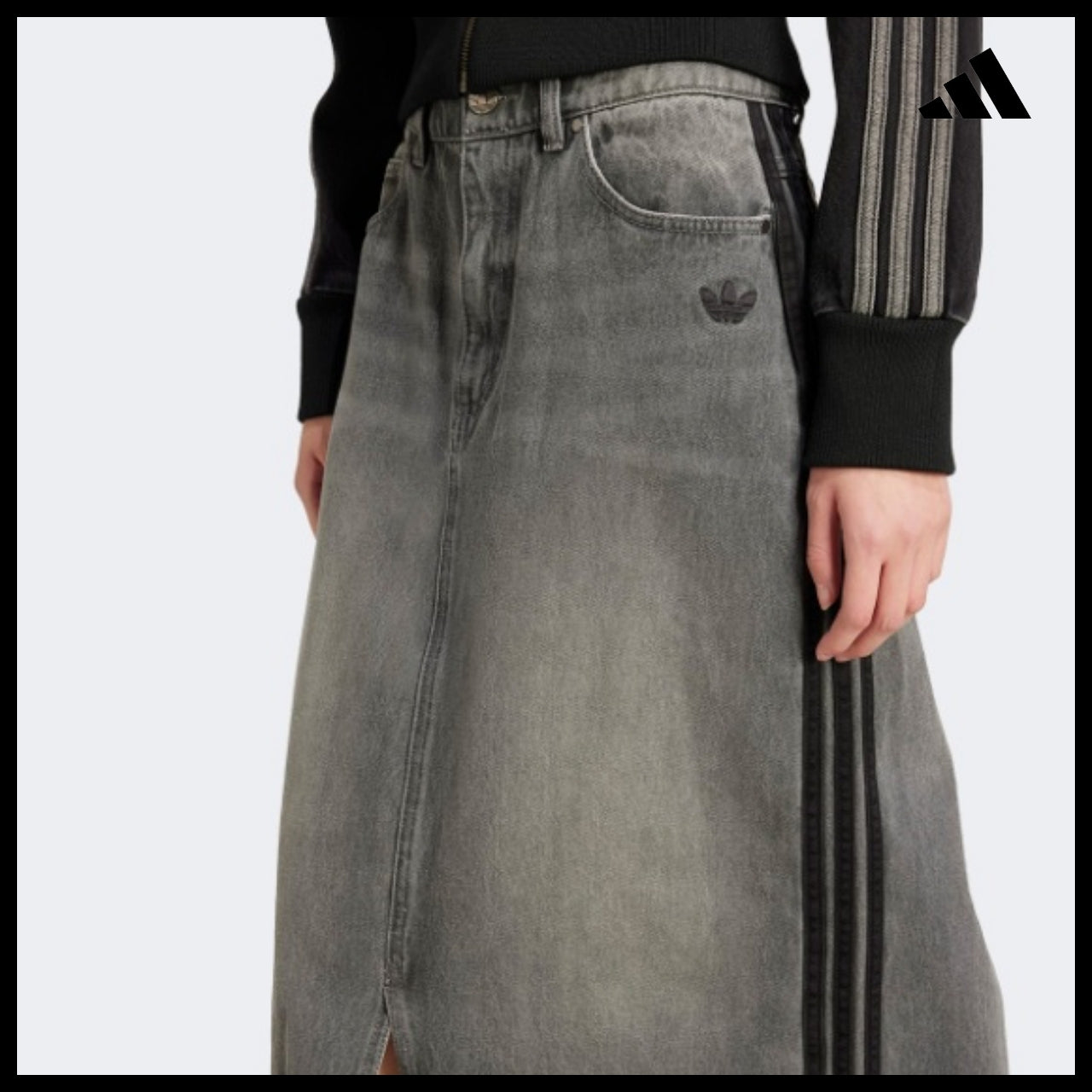 【ADIDAS】Adicolor 3-Stripes Denim Pencil Skirt JW2659