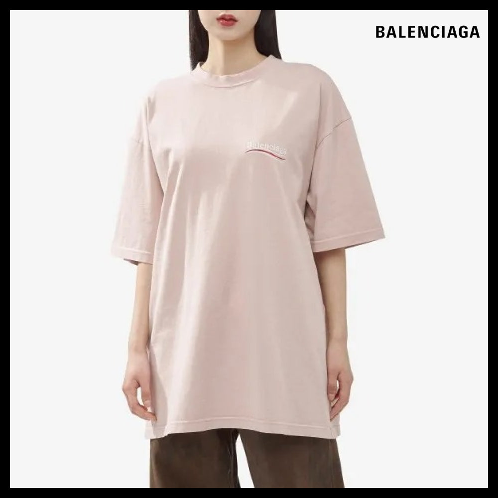 【BALENCIAGA】Political Wave Logo T Shirt Pink