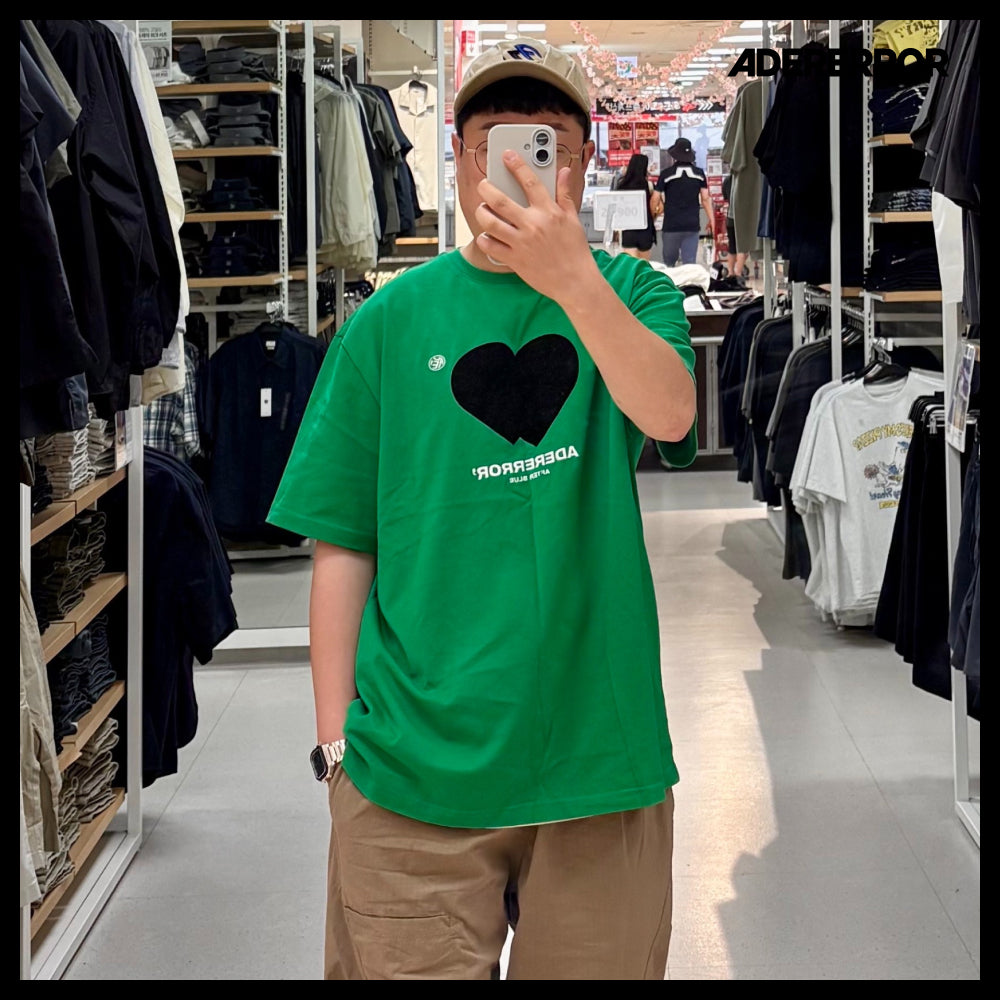 【ADERERROR】Twin Heart Logo T-Shirt Green